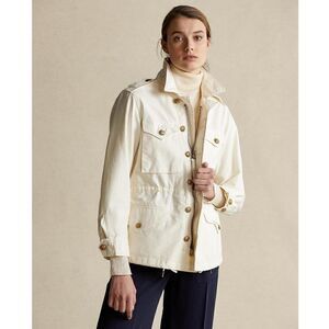 Polo Ralph Lauren Four Pocket Military Jacket Women's Small S Cream Gold New